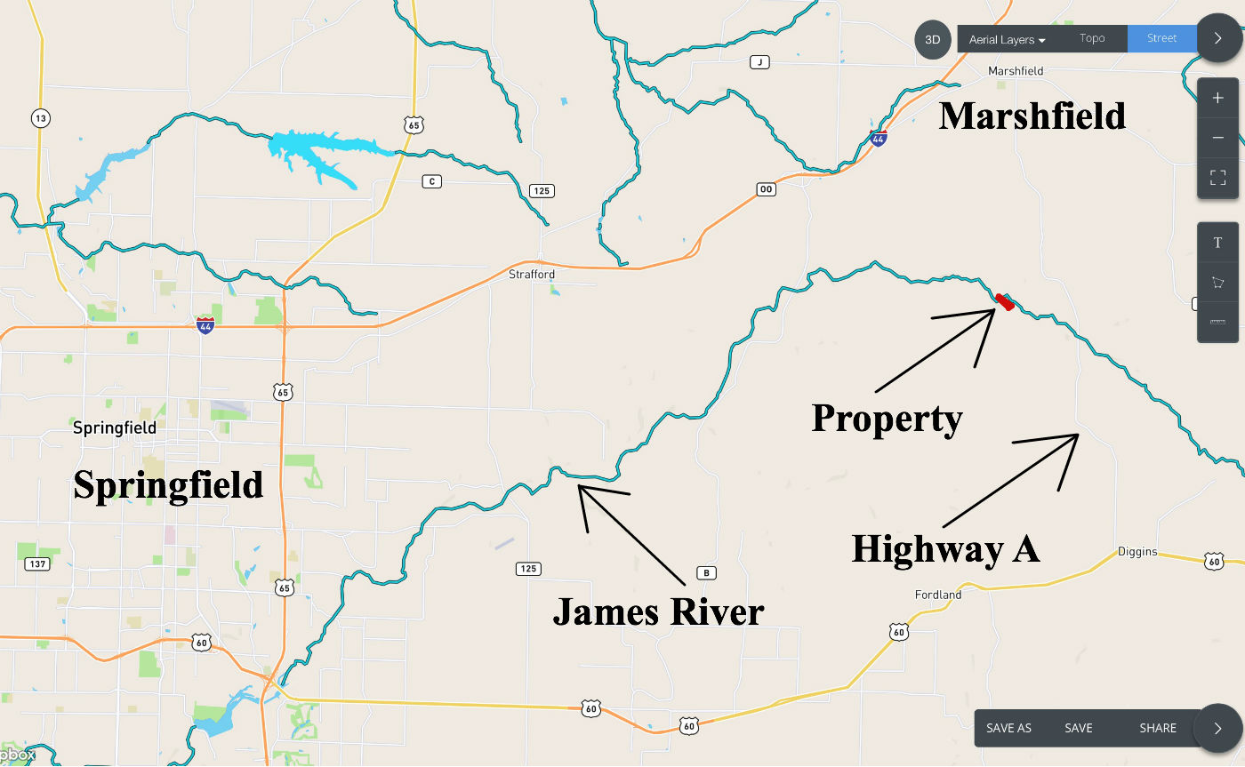 5+ Acres ON the James River in the Ozarks IDJR08 Inc.